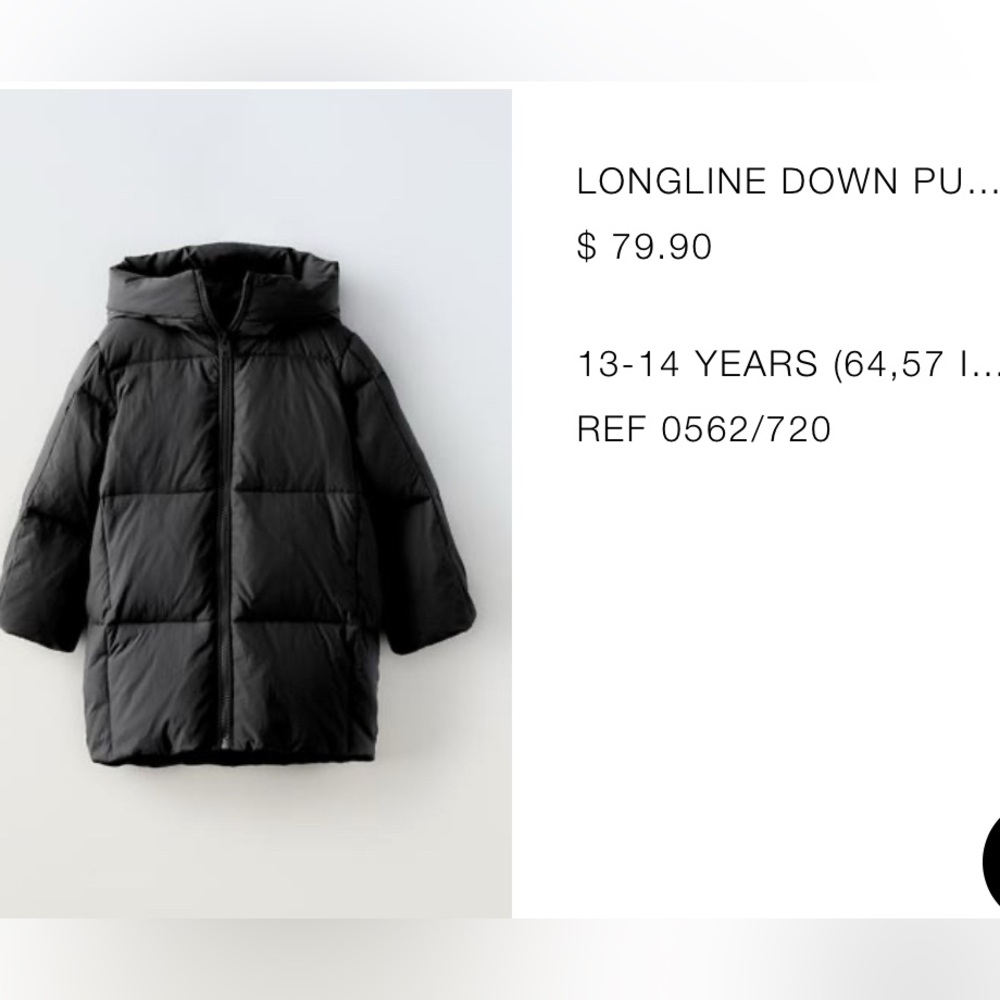 Black Longline Down Puffer Coat